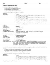 Media Studies Chapter 12 Organizing Your Speech The Body Speech Must Prepared