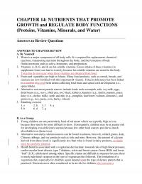 Elementary Education Chapter 14 Nutrients That Promote Growth And Regulate Body Functions Proteins Vitamins Minerals