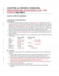 Elementary Education Chapter 16 Feeding Toddlers Preschoolers And Schoolage And Young Children