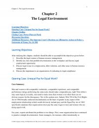Management Chapter 2 The Legal Environment The Legal Environment Learning Objectives Opening Case