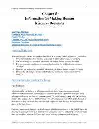 Management Chapter 5 Information For Making Human Resource Decisions Information For Making Human