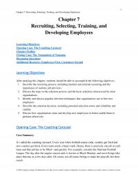 Management Chapter 7 Recruiting Selecting Training And Developing Employees Recruiting Selecting Training And