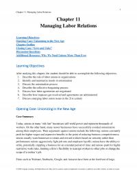 Management Chapter 11 Managing Labor Relations Managing Labor Relations Learning Objectives Opening Case
