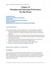 Management Chapter 14 Managing And Enhancing Performance The Big Picture Managing And Enhancing