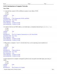 Networking Chapter 1 A network that
connects LANs in different countries is most likely a WAN