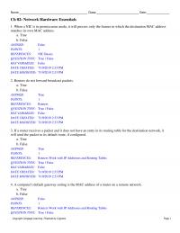 Networking Chapter 2 When a NIC is in
promiscuous mode, it will process only the frames in which&nbsp;