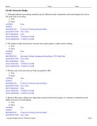 Networking Chapter 4 Although different
networking standards specify different media, bandwidth, and media