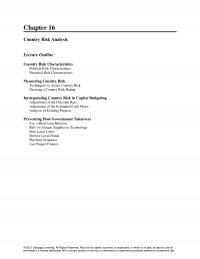International Business Chapter 16 Country Risk Analysis Lecture Outline Country Risk Characteristics Political Risk Characteristics