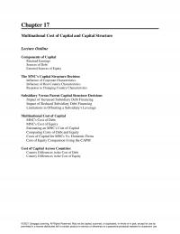 International Business Chapter 17 Multinational Cost Capital And Capital Structure Lecture Outline Components Capital Retained