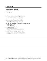International Business Chapter 18 Longterm Debt Financing Lecture Outline Debt Denomination Decisions Foreign Subsidiaries Foreign