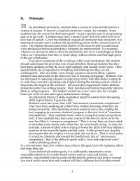 Speech Philosophy&nbsp;As mentioned previously, students take a course in voice and diction for a&nbsp;