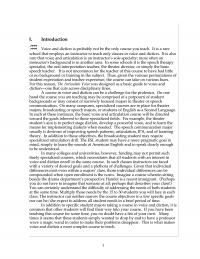 Speech Introduction&nbsp;Voice and diction is probably not be the only course you teach