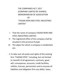 FAIZAN IRON AND STEEL INDUSTRIES LIMITED