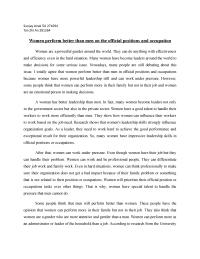 Argumentative Essay – Women Perform Better Than Men On The Official Positions And Occupation