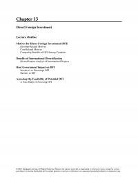 International Business Chapter 13 Direct Foreign Investment Lecture Outline Motives For Direct Foreign Investment Dfi