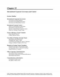 International Business Chapter 15 International Corporate Governance And Control Lecture Outline International Corporate Governance Governance