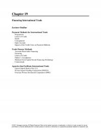 International Business Chapter 19 Financing International Trade Lecture Outline Payment Methods For International Trade Prepayment