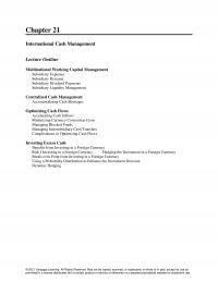 International Business Chapter 21 International Cash Management Lecture Outline Multinational Working Capital Management Subsidiary Expenses