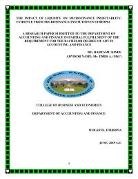 The Impact Of Liquidity On Profitability Of Microfinance Institution