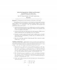 Marketing Exercises Part 4 Solutions Exercise Local Pricing Market Prot Given The Optimal Price Thus Market