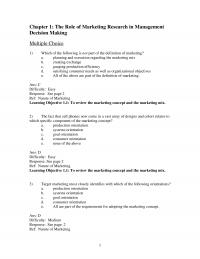Sales Chapter 1 The Role of Marketing Research in Management Decision Making