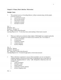 Sales Chapter 8 Quiz Gsr Observation Ans Difficulty Medium Response See Page Ref Approaches Observation Research