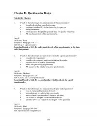 Sales Chapter 12 Ans Difficulty Easy Response See Page Ref Questionnaire Design Process Learning Objective