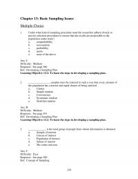 Sales Chapter 13 Ans Difficulty Medium Response See Page Ref Sampling And Nonsampling Errors Learning