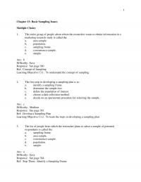 Sales Chapter 13 Quiz Ans Difficulty Medium Response See Page Ref Simple Random Sampling Learning Objective
