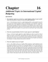 International Business Chapter 16 Cambridge University Press Additional Topics International Capital Budgeting Why Necessary Consider