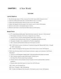 History Chapter 1 New World Test Bank Learning Objectives Describe The Major Patterns Native