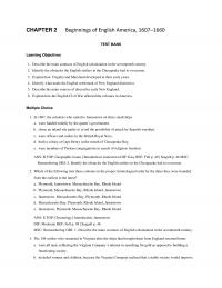 History Chapter 2 Beginnings English America Test Bank Learning Objectives Describe The Main Contours