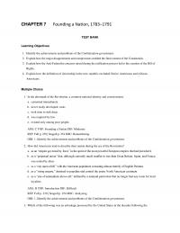 History Chapter 7 Founding Nation Test Bank Learning Objectives Identify The Achievements And Problems