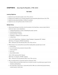 History Chapter 8 Securing The Republic Test Bank Learning Objectives Identify The Issues That