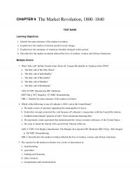 History Chapter 9 The Market Revolution Test Bank Learning Objectives Identify The Main Elements