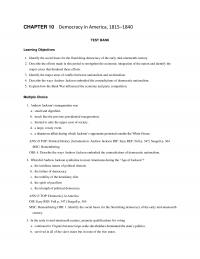 History Chapter 10 Democracy America Test Bank Learning Objectives Identify The Social Bases For