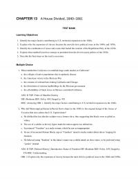 History Chapter 13 House Divided Test Bank Learning Objectives Identify The Major Factors Contributing