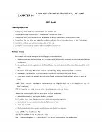 History Chapter 14 New Birth Freedom The Civil War Test Bank Learning Objectives Explain