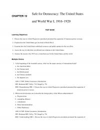 History Chapter 19 Safe For Democracy The United States And World War Test Bank