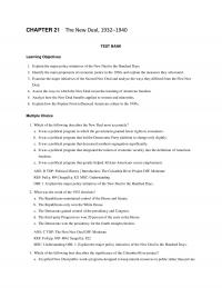 History Chapter 21 The New Deal Test Bank Learning Objectives Explain The Major Policy