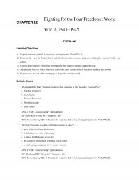 History Chapter 22 Fighting For The Four Freedoms World War Test Bank Learning Objectives