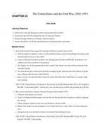 History Chapter 23 The United States And The Cold War Test Bank Learning Objectives
