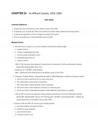 History Chapter 24 Affluent Society Test Bank Learning Objectives Identify The Main Characteristics The