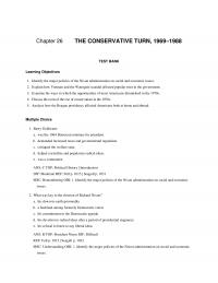 History Chapter 26 The Conservative Turn Test Bank Learning Objectives Identify The Major Policies