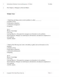 Management Chapter 4 Identifying and taking action to resolve problems is called