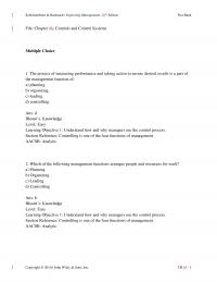 Management Chapter 6 The process of measuring performance and taking action to ensure desired