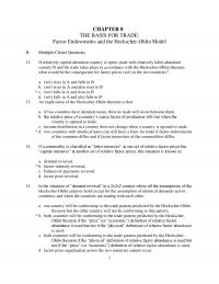 International Business Chapter 8 Which One The Following Not Assumption The Heckscherohlin Analysis Constant Returns Scale
