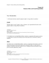 Management Chapter 2 Business Ethics And Social Responsibility Which The Following Statements