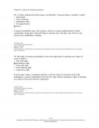 Management Chapter 4 A written authorization that assigns a stockholder’s voting privilege to another is called