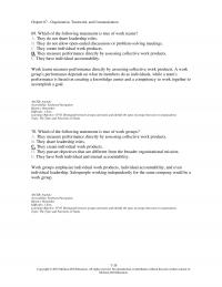 Management Chapter 7 Which of the following statements is true of work teams?&nbsp;&nbsp;